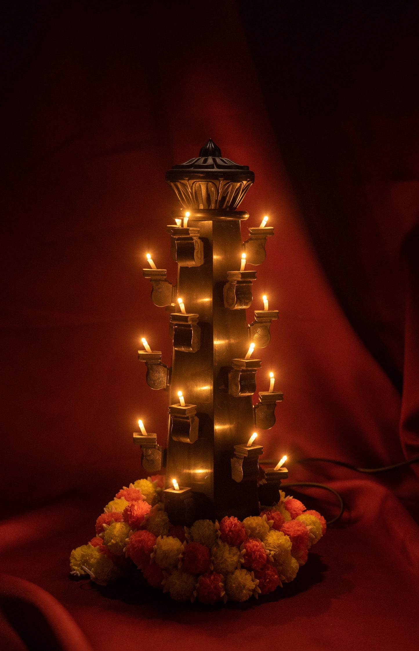 Pair of Deepmala Taper Stambhs with 21 Diyas | Ideal for Tabletop Decor