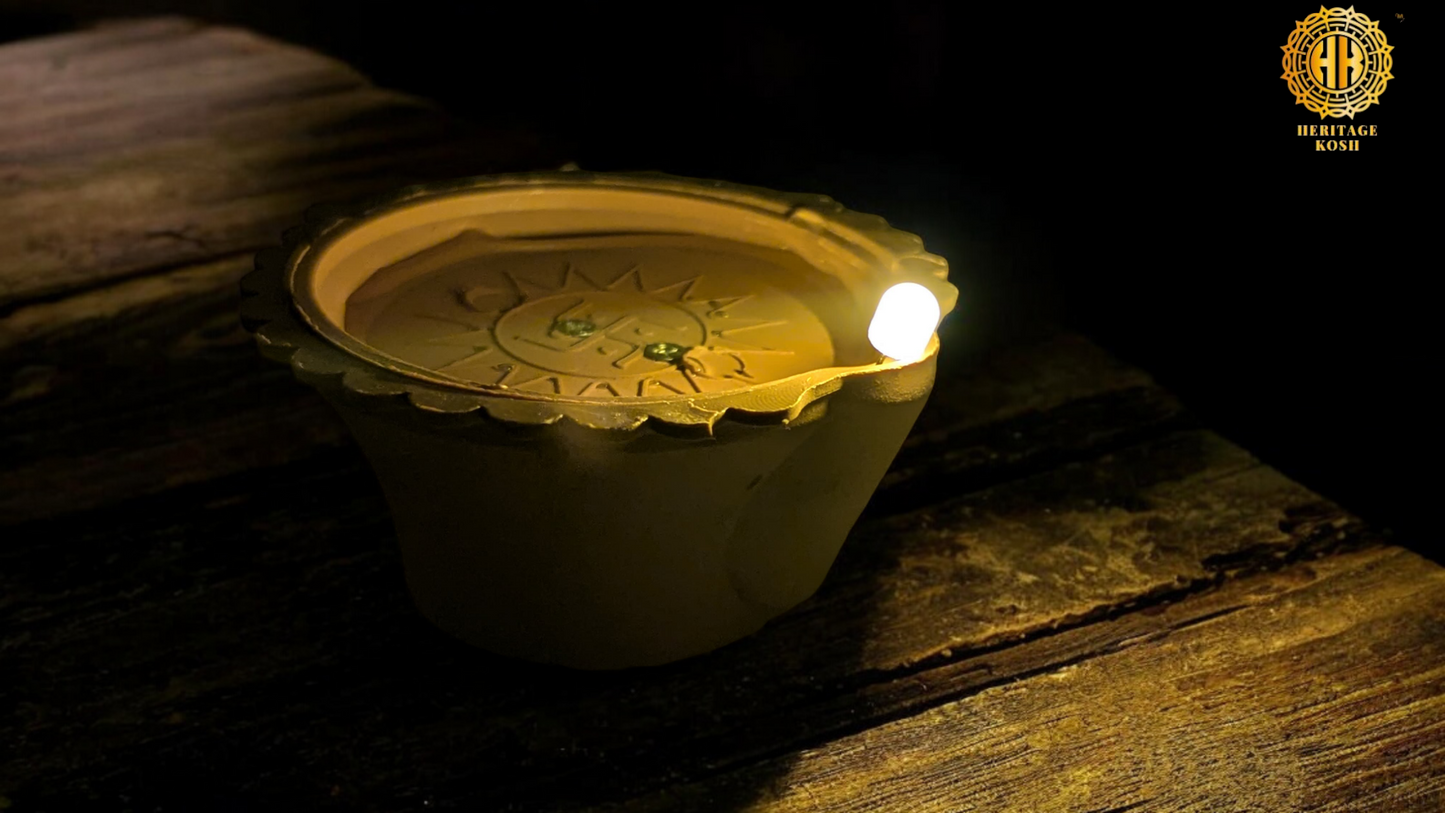 Made in India: Water Sensor LED Diyas - Pack of 12 Battery-Operated E-Diyas with Extra 36 Batteries, Warm Orange Ambient Lights for Home Decor