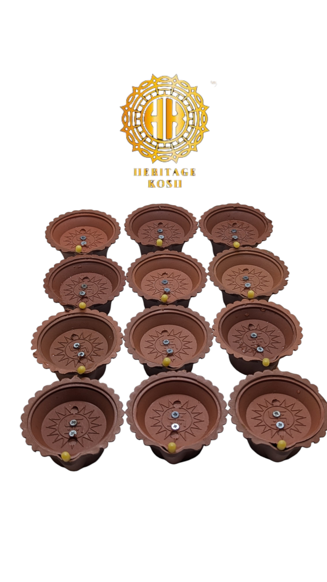 Made in India: Water Sensor LED Diyas - Pack of 12 Battery-Operated E-Diyas with Extra 36 Batteries, Warm Orange Ambient Lights for Home Decor