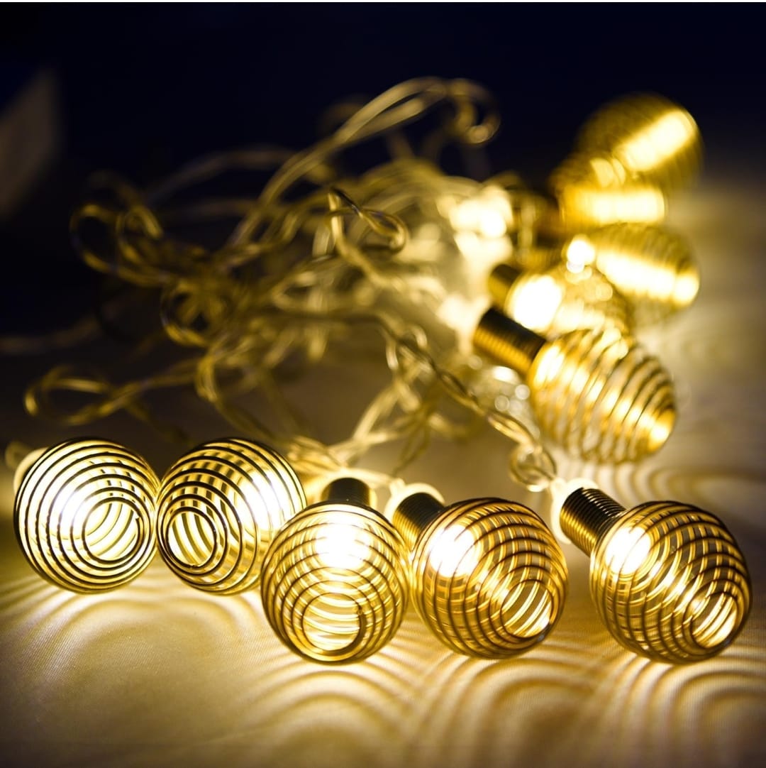 Heritage Kosh 4-Meter Decorative Metal Spring LED String Lights | Water-Resistant Indoor & Outdoor Lights | Ideal for Home Décor, Festivals, Parties & More