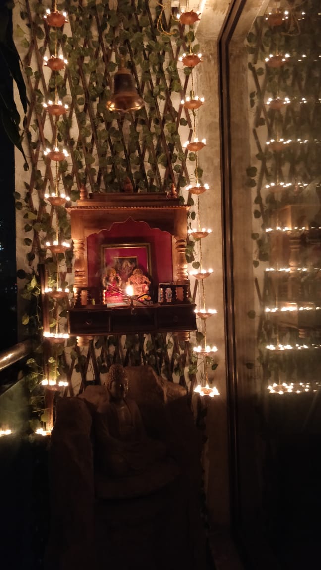 Made in India-2 Strings of 10 Vertical Hanging PVC Diyas with Brass Bell | 220-Volt or 110-Volt Options
