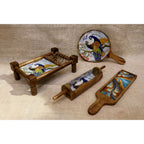 Painted Wooden Khatiya Platter Set – 4 Pieces — view 3