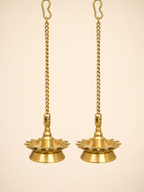 Brass Sunray Hanging Diyas – Set of 2