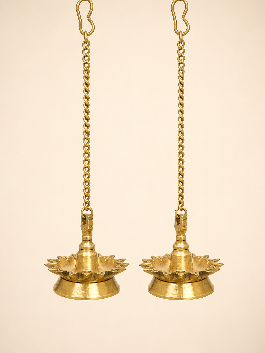 Brass Sunray Hanging Diyas – Set of 2