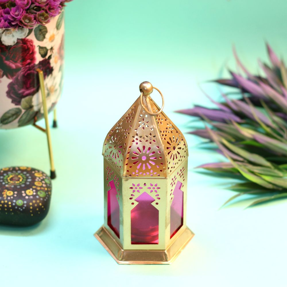 Moroccan Lantern with Coloured Glass – 6 inch — view 4