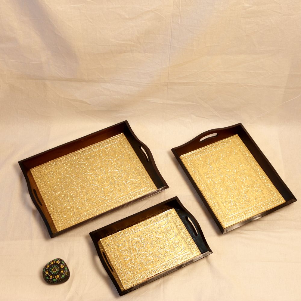 Brass Finish Tray – Set of 3 — view 2