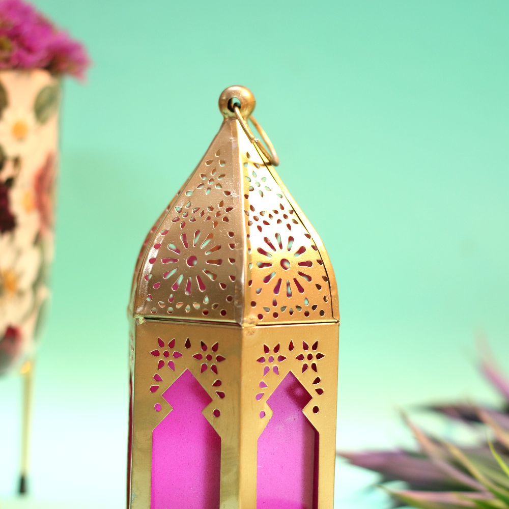 Moroccan Lantern with Coloured Glass – 6 inch — view 2