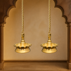 Brass Sunray Hanging Diyas – Set of 2