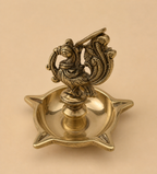Pure Brass Peacock Hanging Diya – 5 Wick Antique Finish