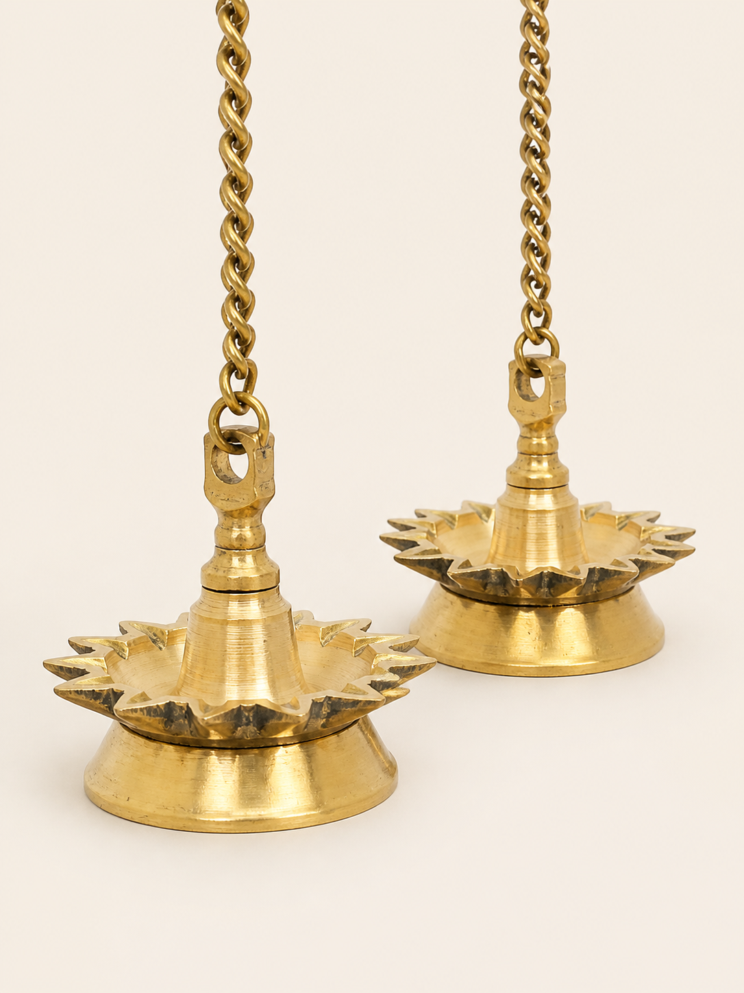 Brass Sunray Hanging Diyas – Set of 2