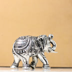 Silver-Finish Elephant Figurines – Set of 2 — Antique silver tone