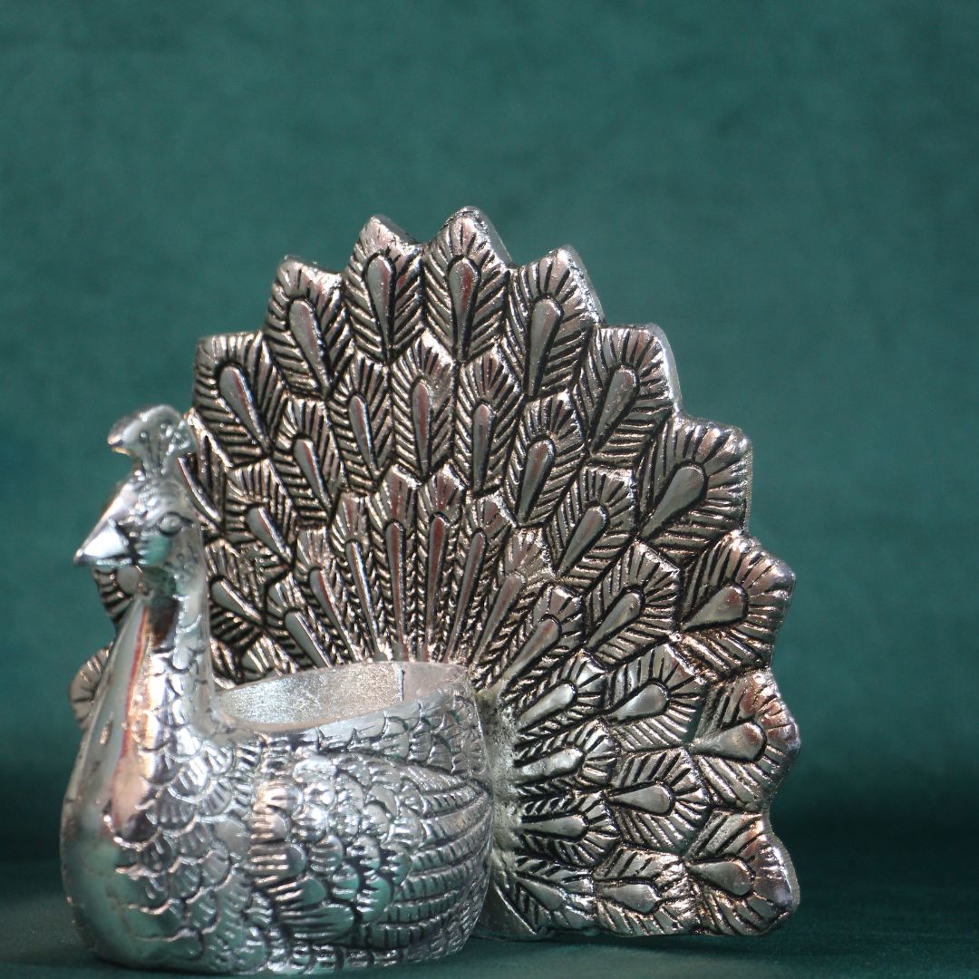 Peacock Tealight Holder with Spread Tail — view 2
