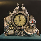 Krishna Twin Peacock Table Clock — view 3