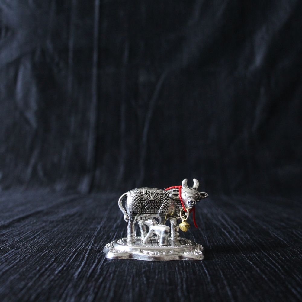 Silver-Finish Cow and Calf Idol – Small — view 6
