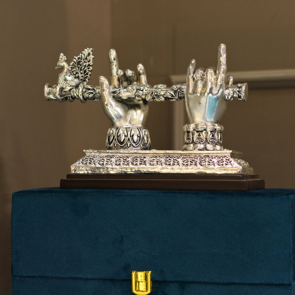 Radha Krishna Hand Stand – Silver Finish