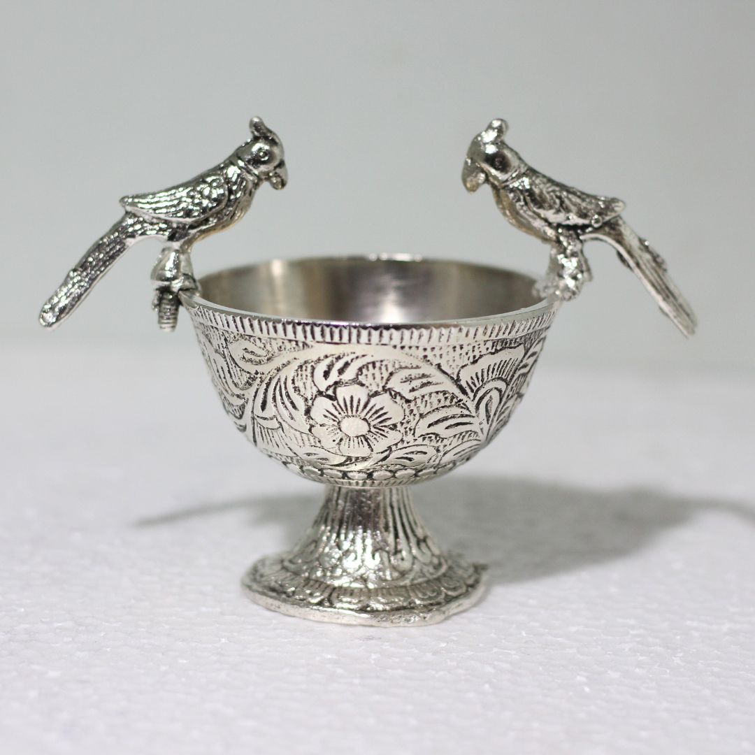 Silver-Finish Parrot Bowl