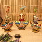 Painted Musician Figurines – Set of 3, 13 inch — Multicolour hand-painting over iron