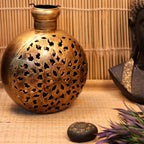Golden Kuria Tealight Lantern – 12 inch — Antique gold tone
