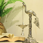 Standing Peacock Oil Lamp with Bell – 12 inch — view 4