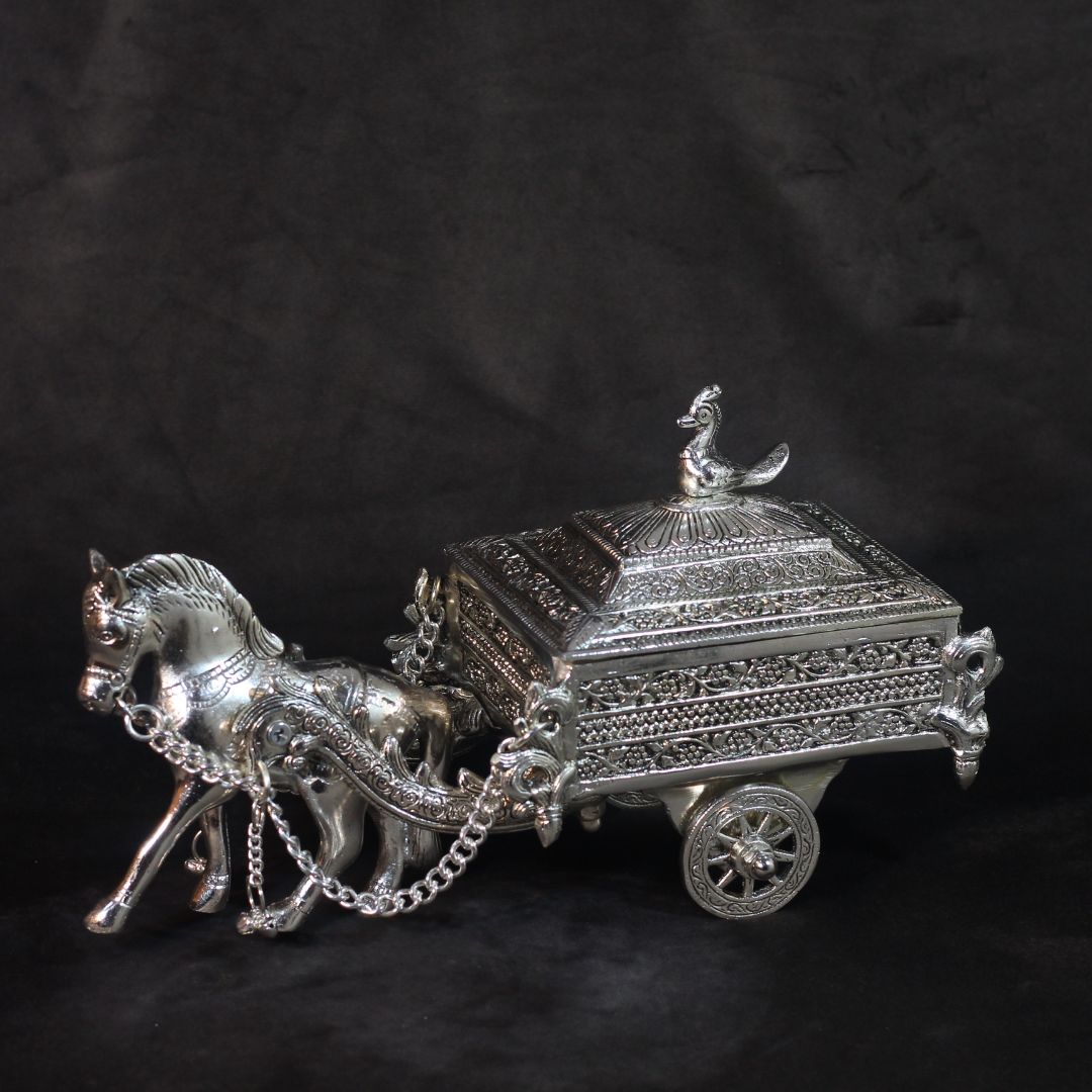 Silver-Finish Horse Cart Showpiece — view 6