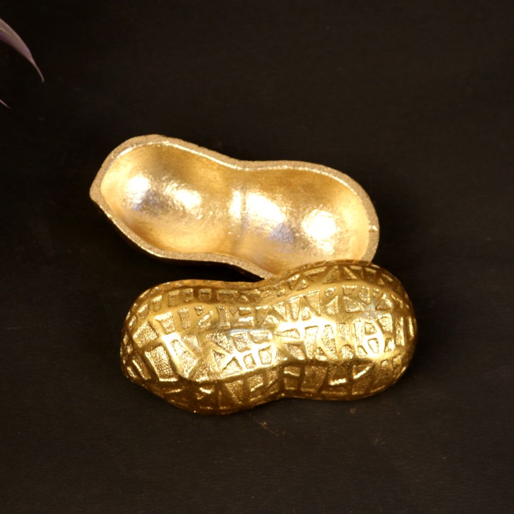 Peanut Storage Box – Medium — Golden metal with a textured shell finish
