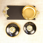 Black and Gold Lidded Bowl Set with Tray — view 2
