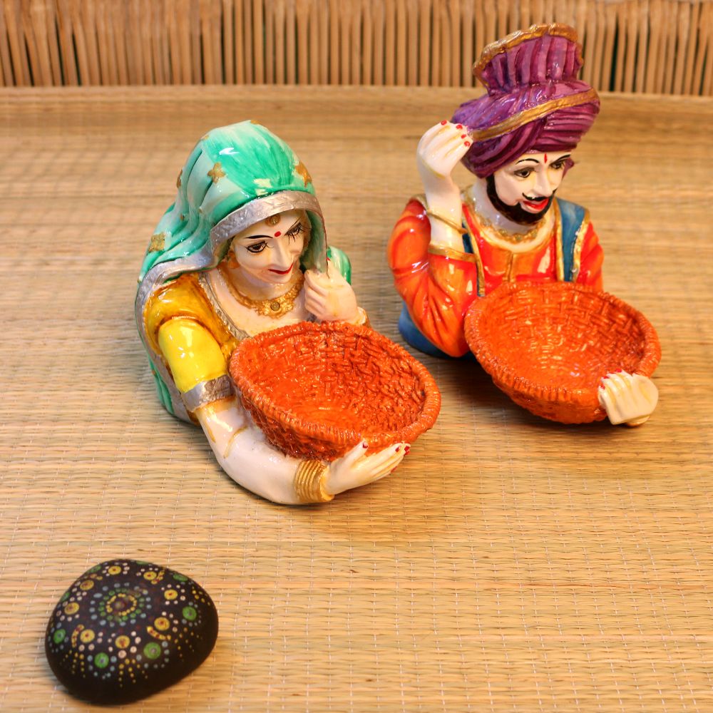 Painted Village Couple Bowl Set – Pair — view 3