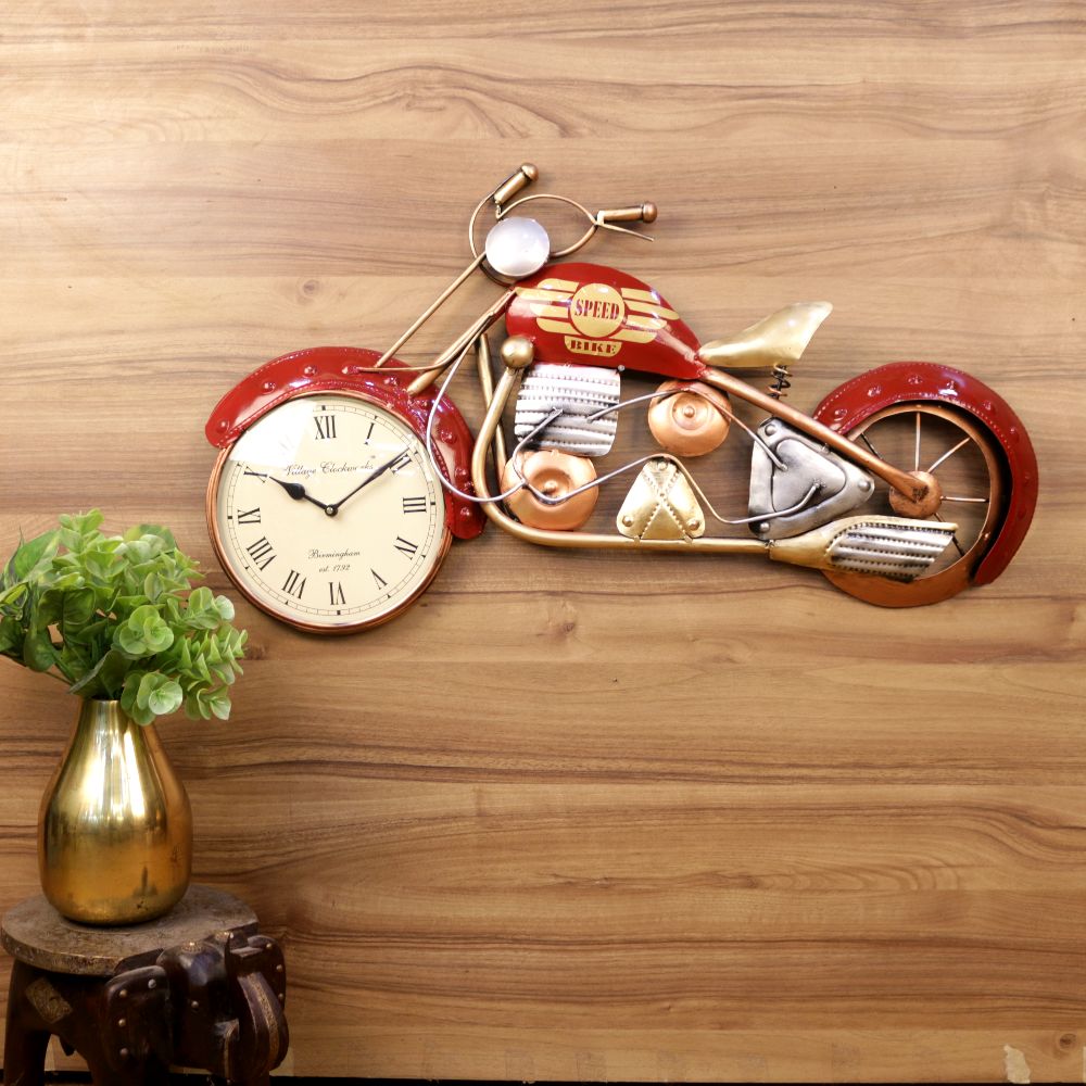 Red Motorcycle Wall Clock — view 3