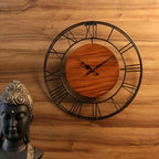 Geometric Iron and Wood Open-Dial Wall Clock — view 5