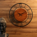 Geometric Iron and Wood Open-Dial Wall Clock — view 4