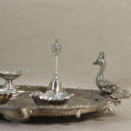 Peacock Pooja Thali with Diya and Containers — view 6