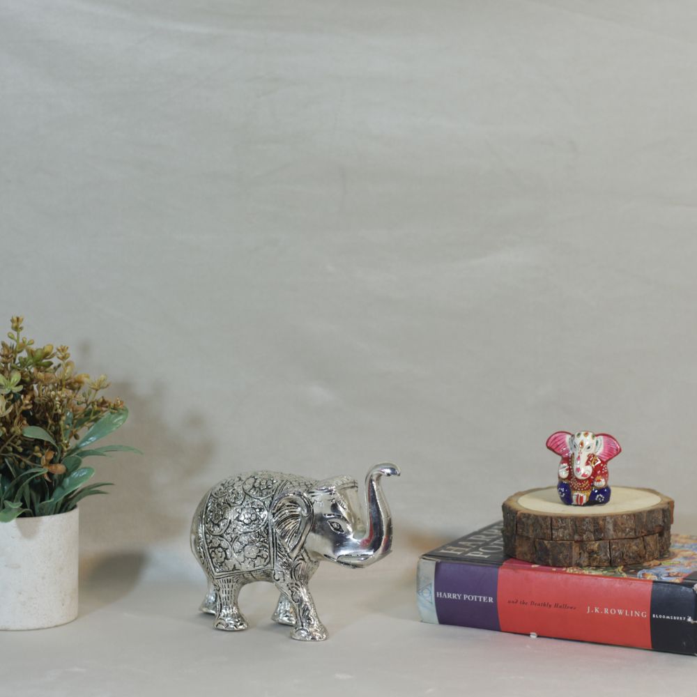 Silver-Finish Elephant Figurine – Small — view 7