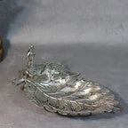 Peacock Leaf Serving Platter – Silver Finish — Antique silver tone