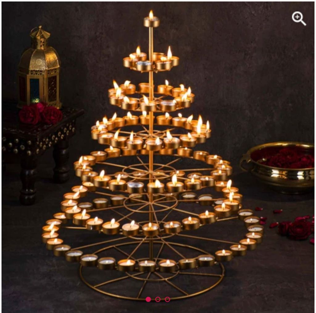 108 Tealight Spiral Stand — Antique gold tone