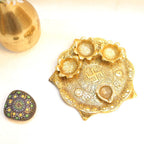 Golden Pooja Thali with Fitted Diyas — view 2