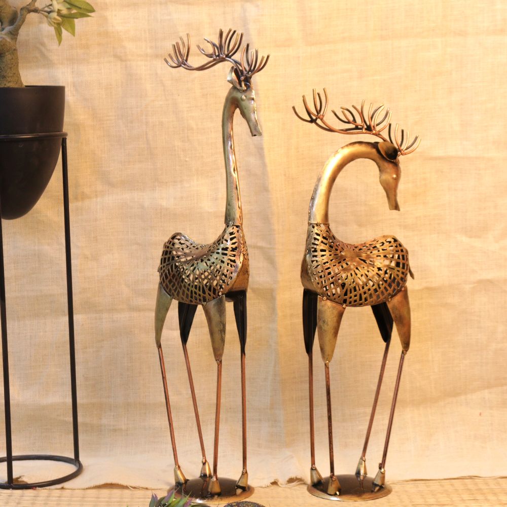 Painted Deer Tealight Stand – Set of 2 — view 3