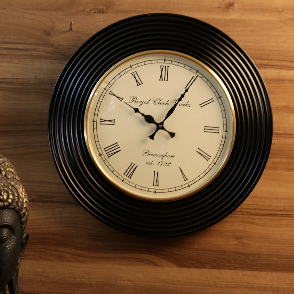Black Ribbed Wall Clock – 18 inch — view 2