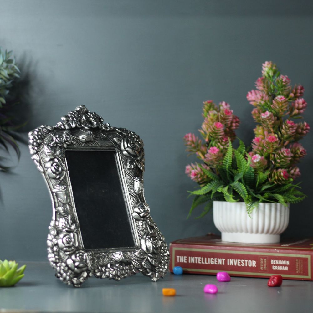 Rose Scroll Photo Frame – Silver Finish