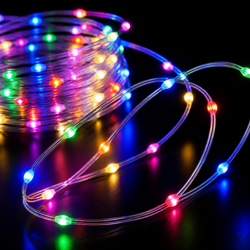 Multi-color LED rice light close-up