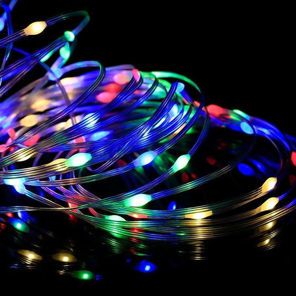 Multi-color LED rice light wire detail