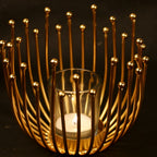 Wire Bowl Tealight Holder with Glass — Antique gold tone with a clear glass cup