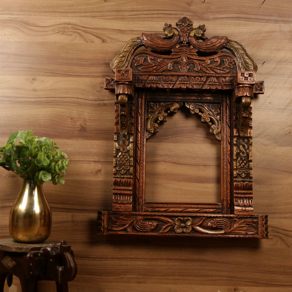 Carved Wooden Jharokha – 27 inch — view 3