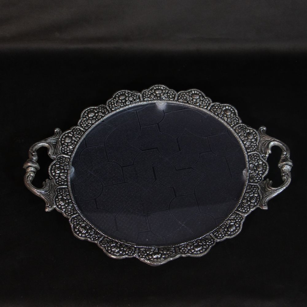 Oval Serving Tray with Peacock Handles – 11 inch — view 2