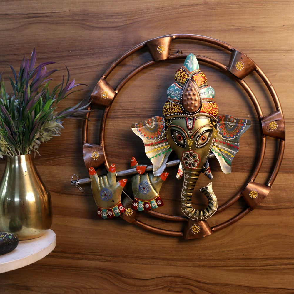 Painted Ganesh Wall Ring – 19 inch — view 3