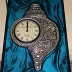 Shubh Labh Peacock Clock – Silver Finish