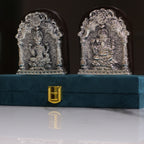 Laxmi Ganesh Hanging Plaques – Silver Finish, Boxed