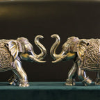 Silver-Clad Elephant Pair – 6 inch