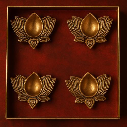 Handcrafted Brass Kamal Diya Set of 4 made in India – HeritageKosh
