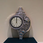 Shubh Labh Peacock Clock – Silver Finish