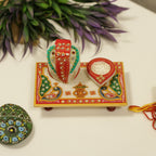 Marble Ganesh Chowki with Diya